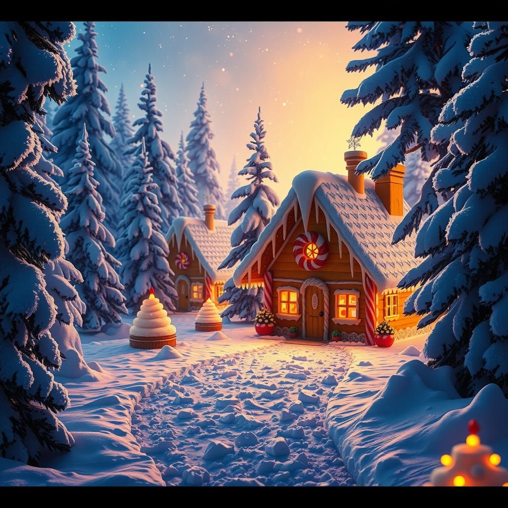 Magical Gingerbread House in Winter Wonderland