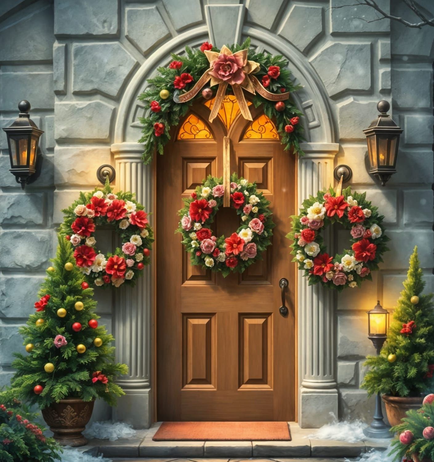 Whimsical Winter Door in Ethereal Fantasy Style