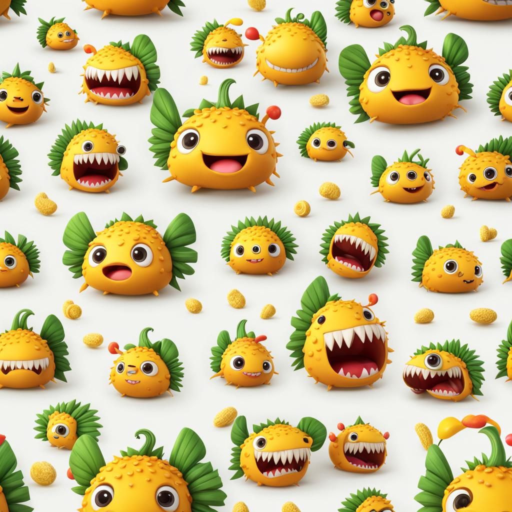 Cute 3D Corn Cob Monster with Popcorn