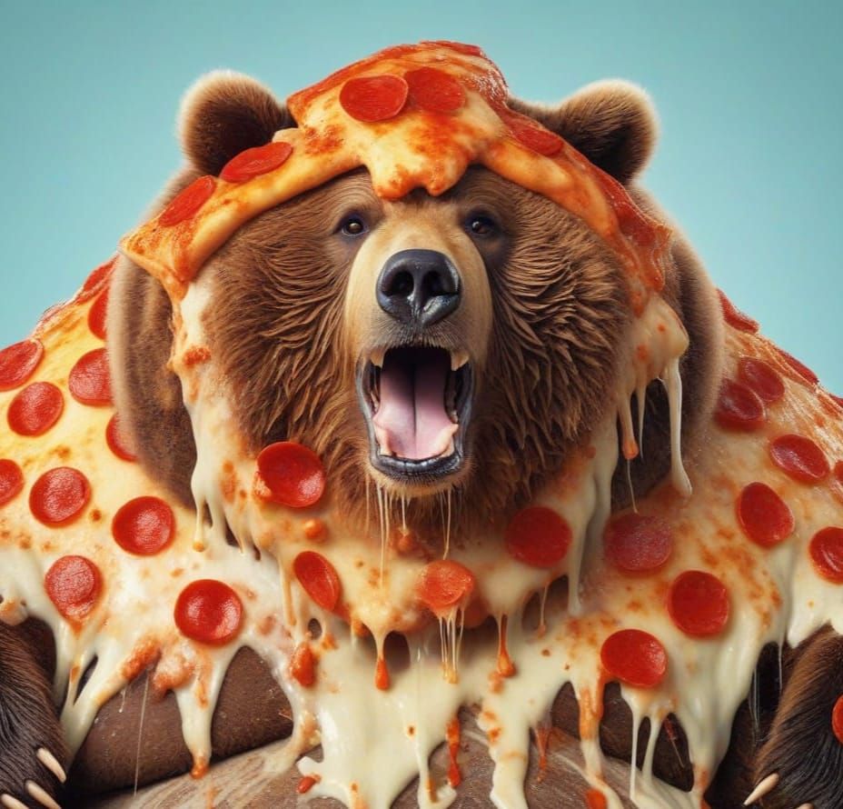 Surreal Pizza Bear Microphotograph Portrait