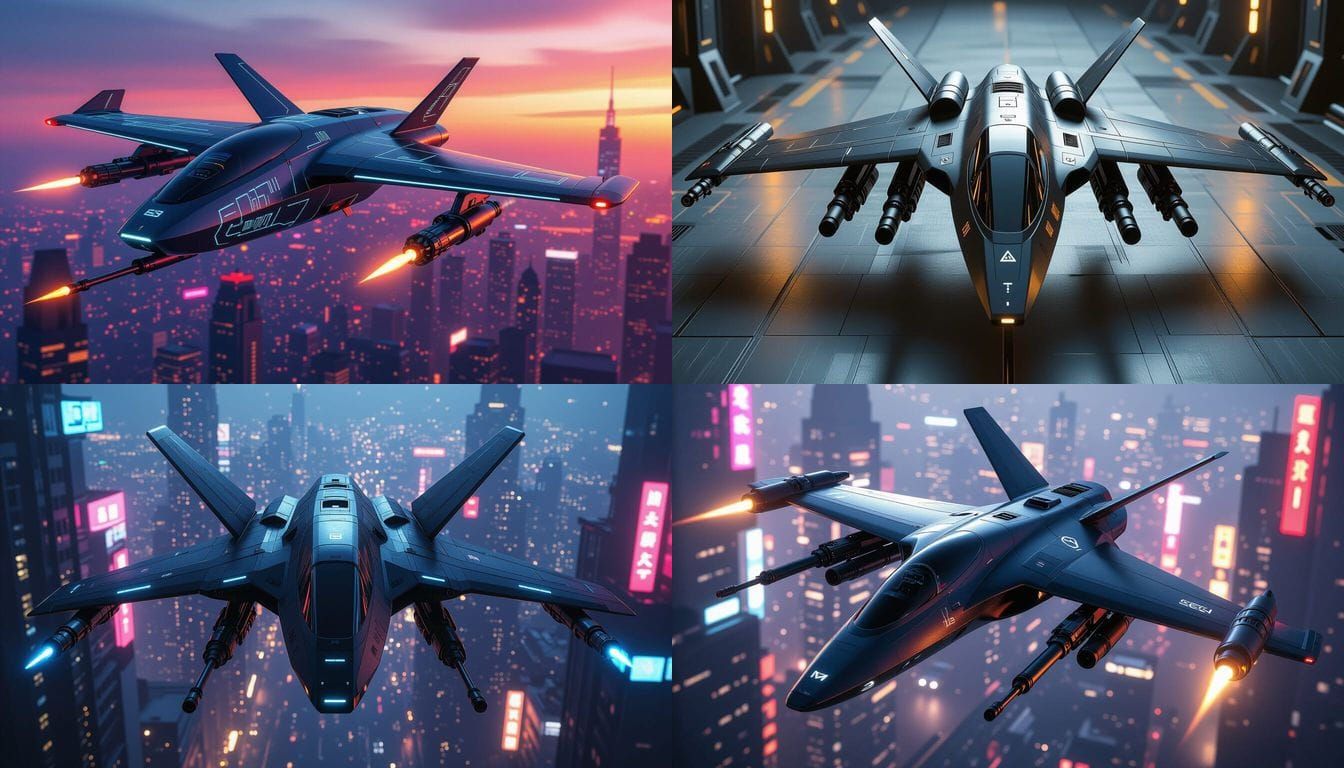 Futuristic Drone with Miniguns on Triangular Wings