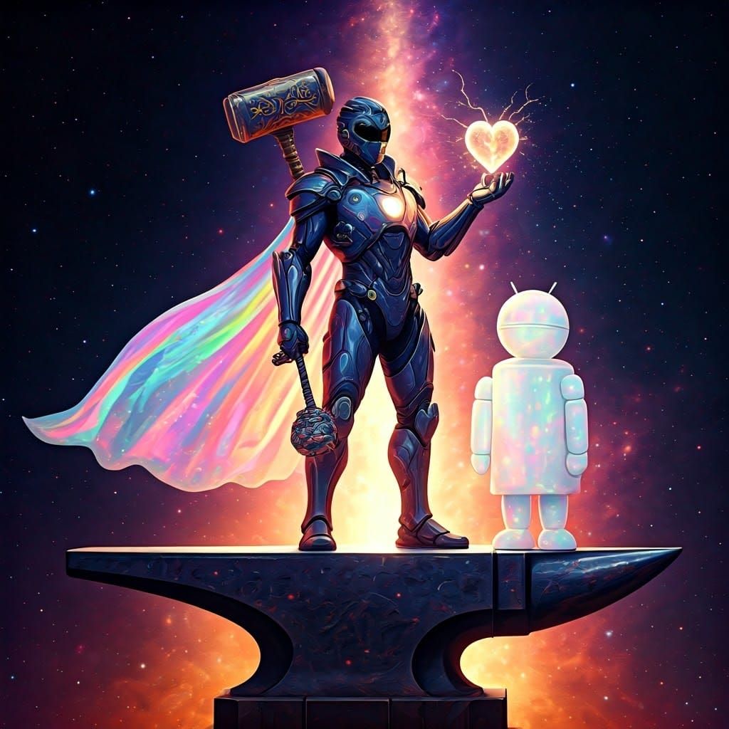 Heroic Warrior Inventor in Cosmic Armor