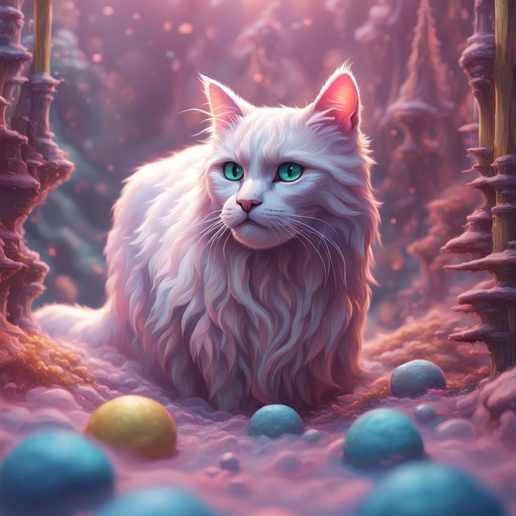 Pastel Cat Fantasy Concept Art in 8k