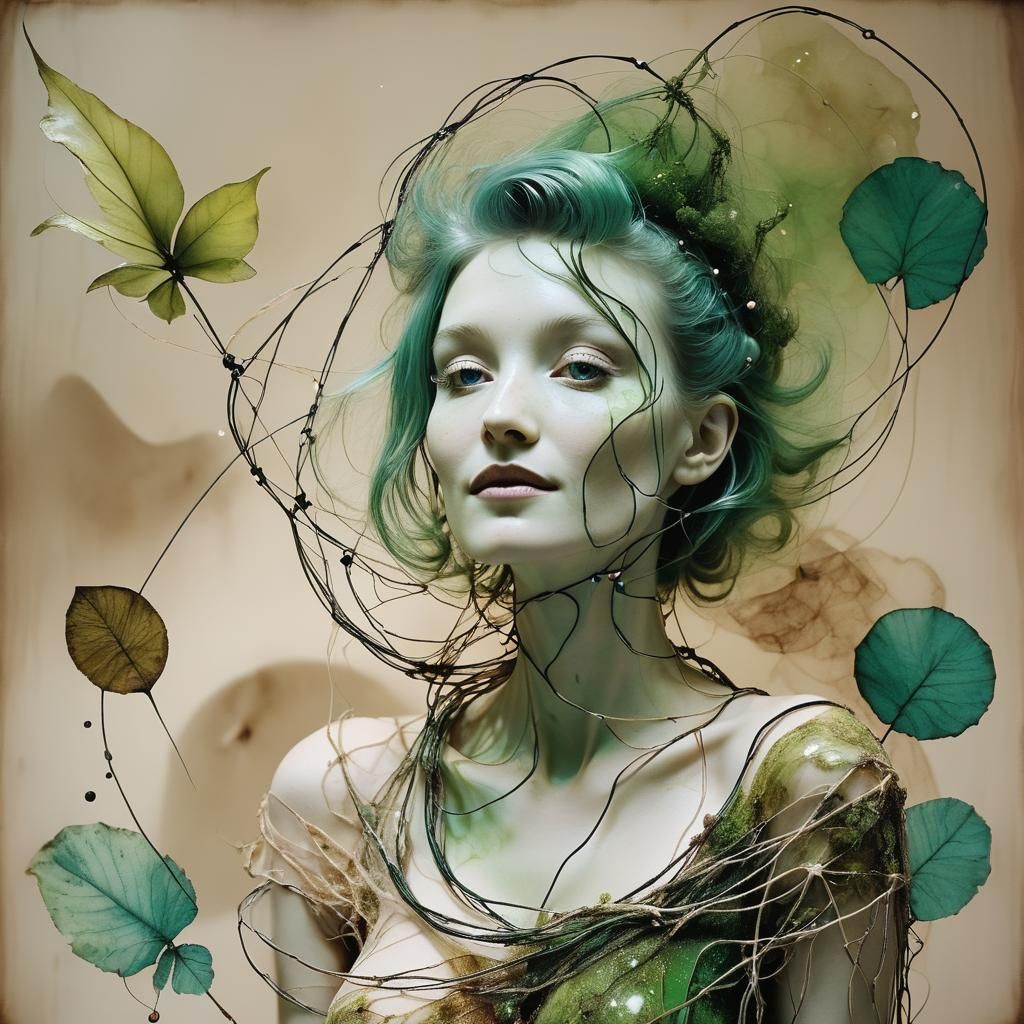 Rainforest Astronomer in Rustic Alcohol Ink String Art