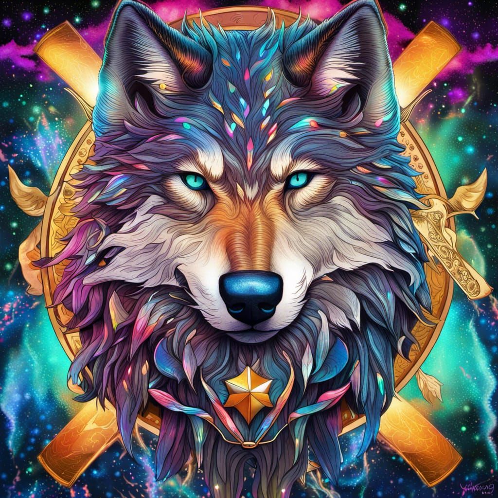 The Witcher: Wolf with Bitcoin Medal, Astral Illustration