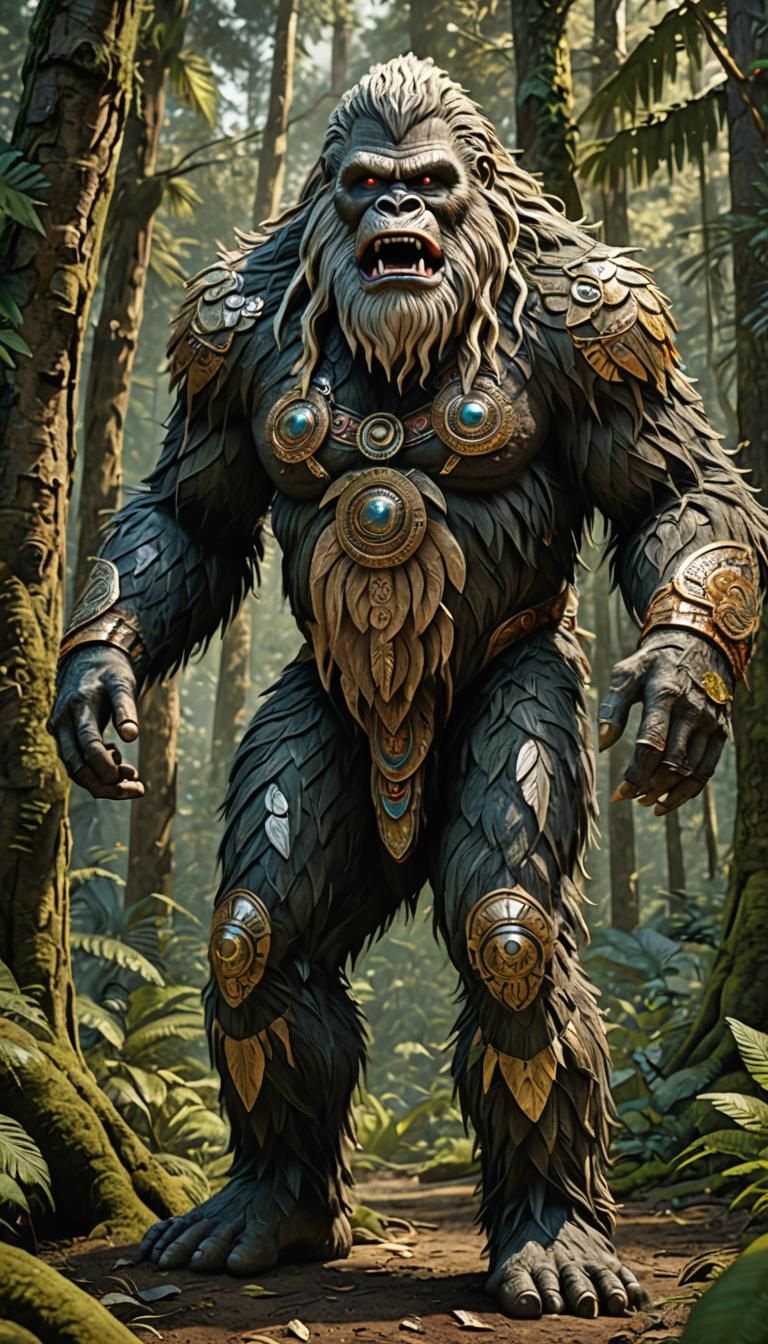 The legendary myth Bigfoot, leader of his tribe