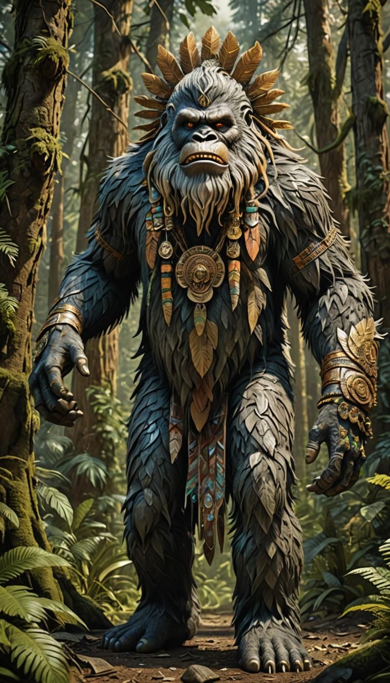 The legendary myth Bigfoot, leader of his tribe