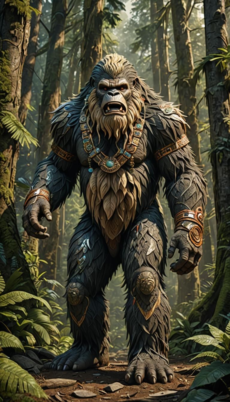 The legendary myth Bigfoot, leader of his tribe