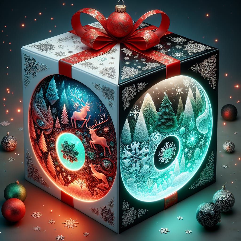 Surreal Yin and Yang Symbol in Vibrant Holiday Aesthetic