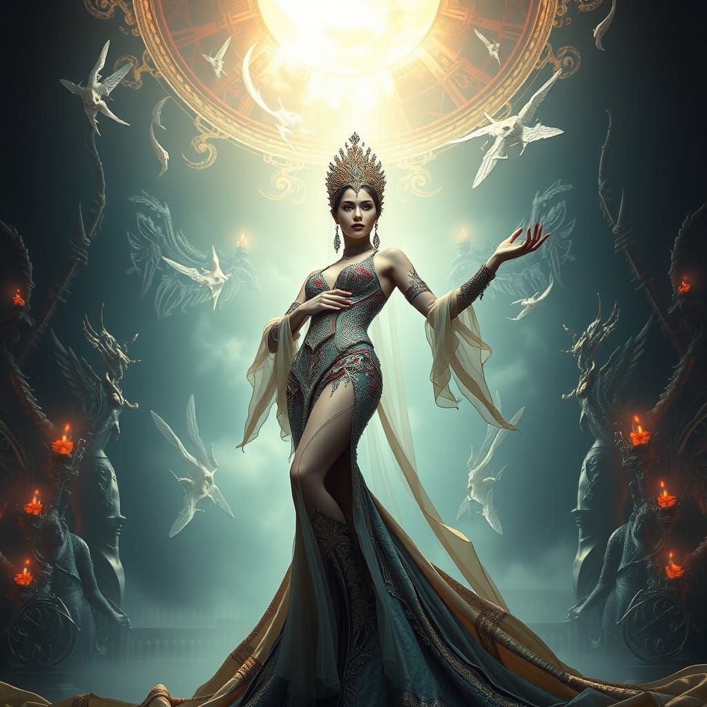 Elegant Woman in Majestic Attire