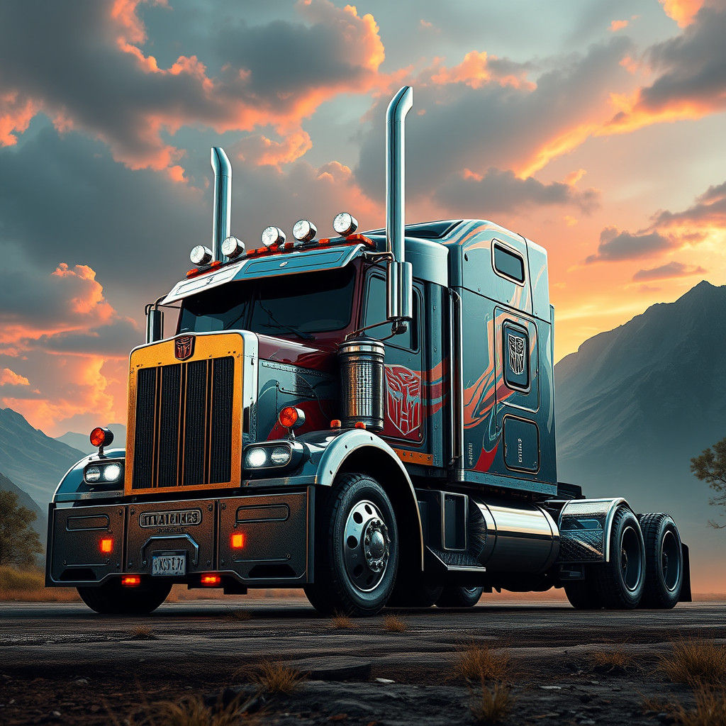 Majestic Optimus Prime Truck in Matte Painting Style