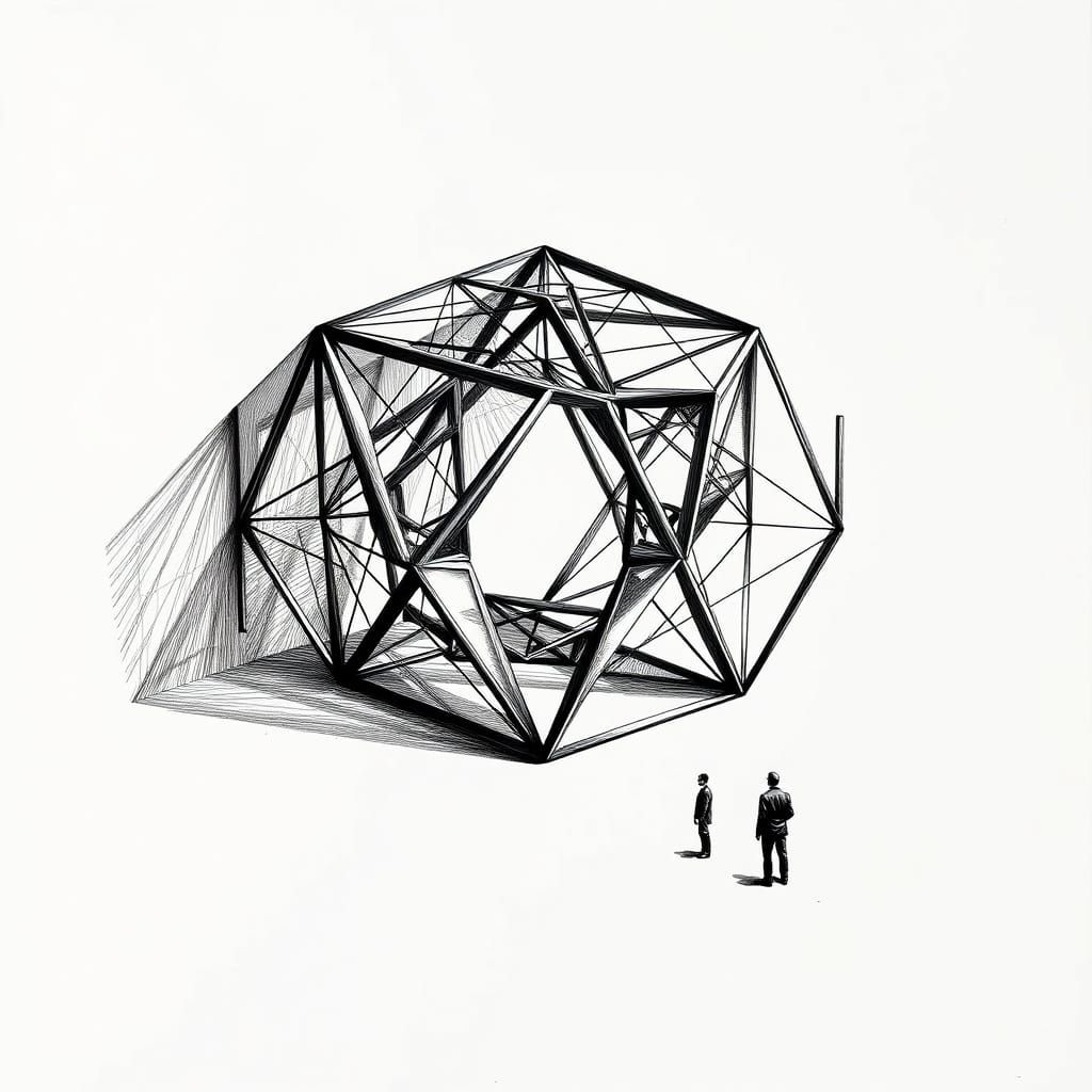 Surreal Geometric Abstraction in Black Ink