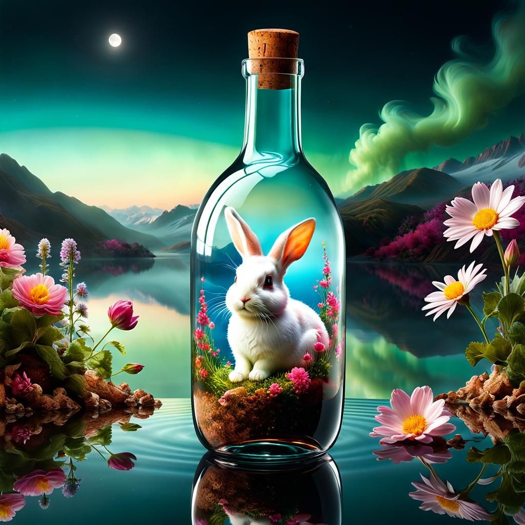 Bunny in a Bottle: Realistic Digital Art