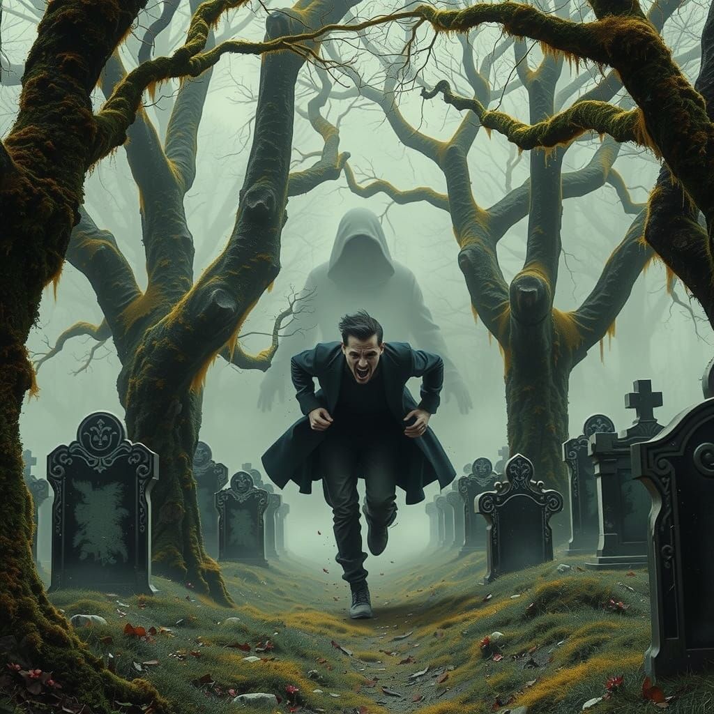 Mysterious Figure Rises from Graveyard in a Haunting Etherea...