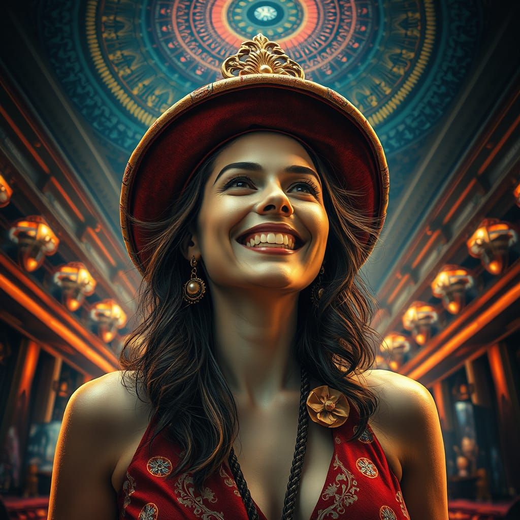 A Woman in Grand, Cinematic Charcoal Drawing