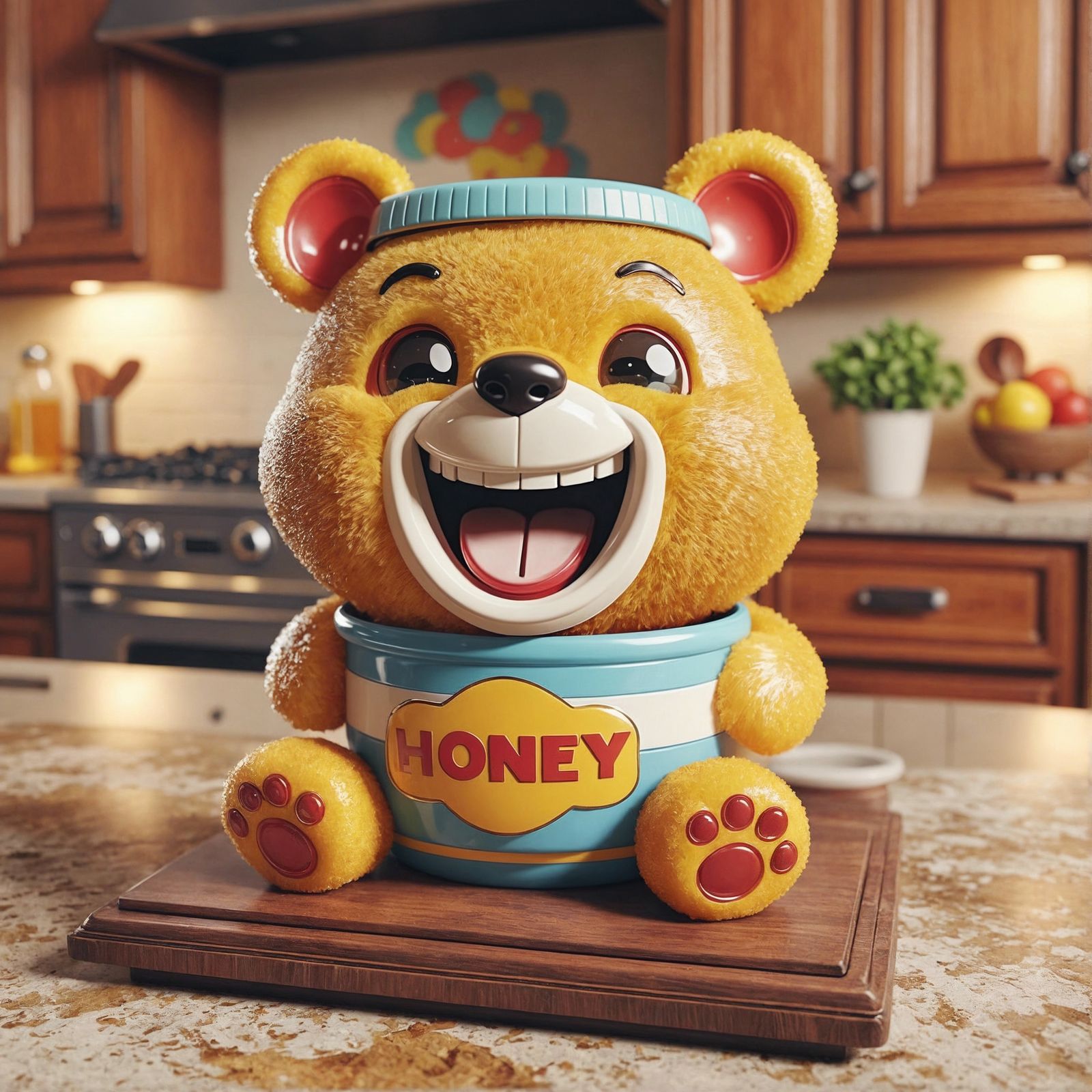 Laughing Honey Bear 3D Cartoon Render