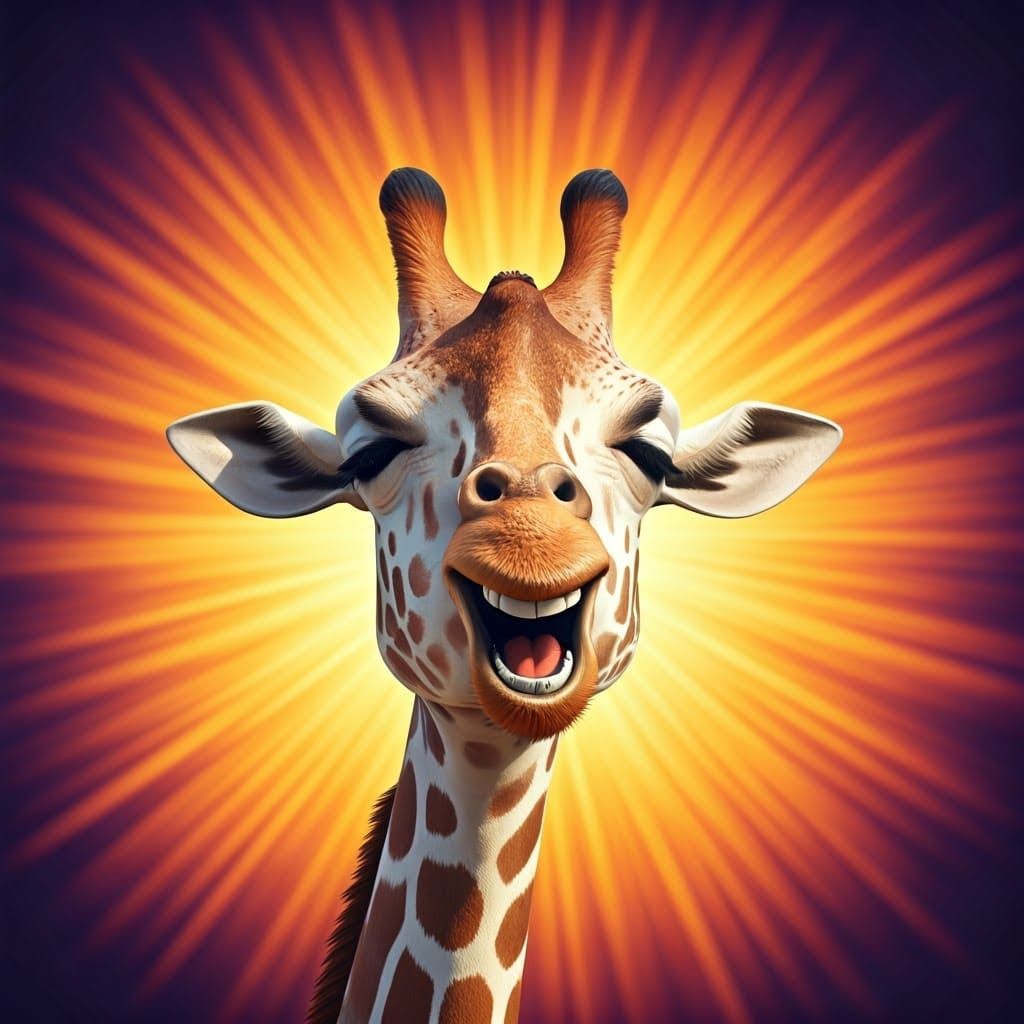 Laughing Giraffe in Pixar-Inspired 3D Style