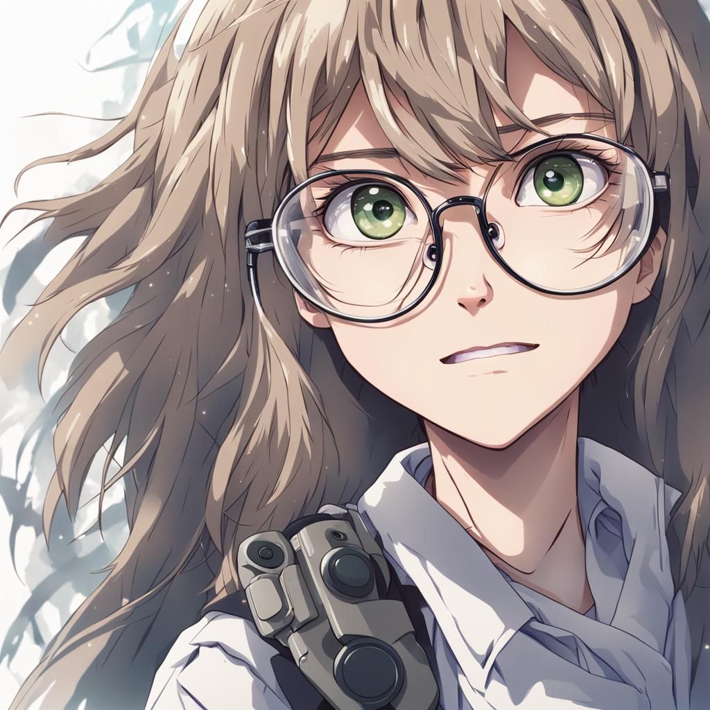 Anime Style Portrait of a Woman with Glasses