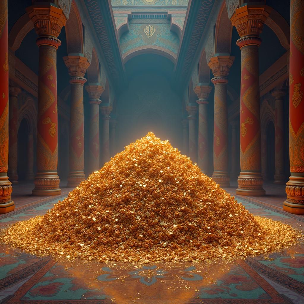 Detailed Persian Gold Pile Concept Art