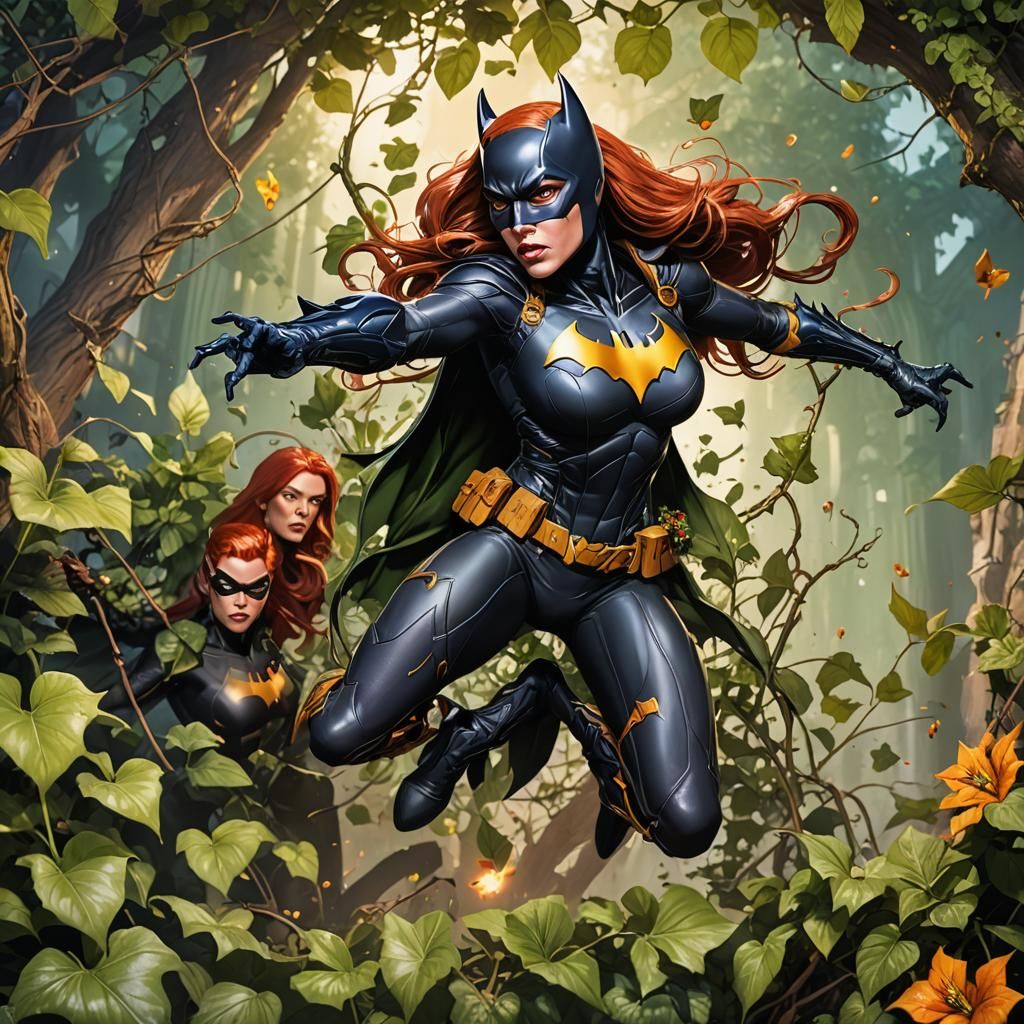 Batgirl vs Poison Ivy: Hyperrealistic Splash Art