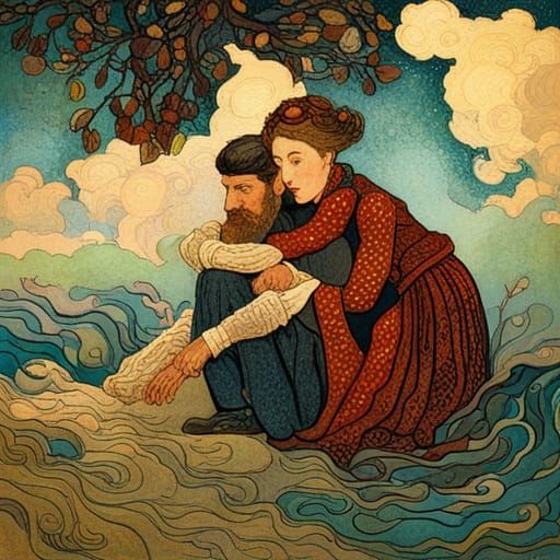 Dreamlike Landscape Blending Watercolor and Impasto