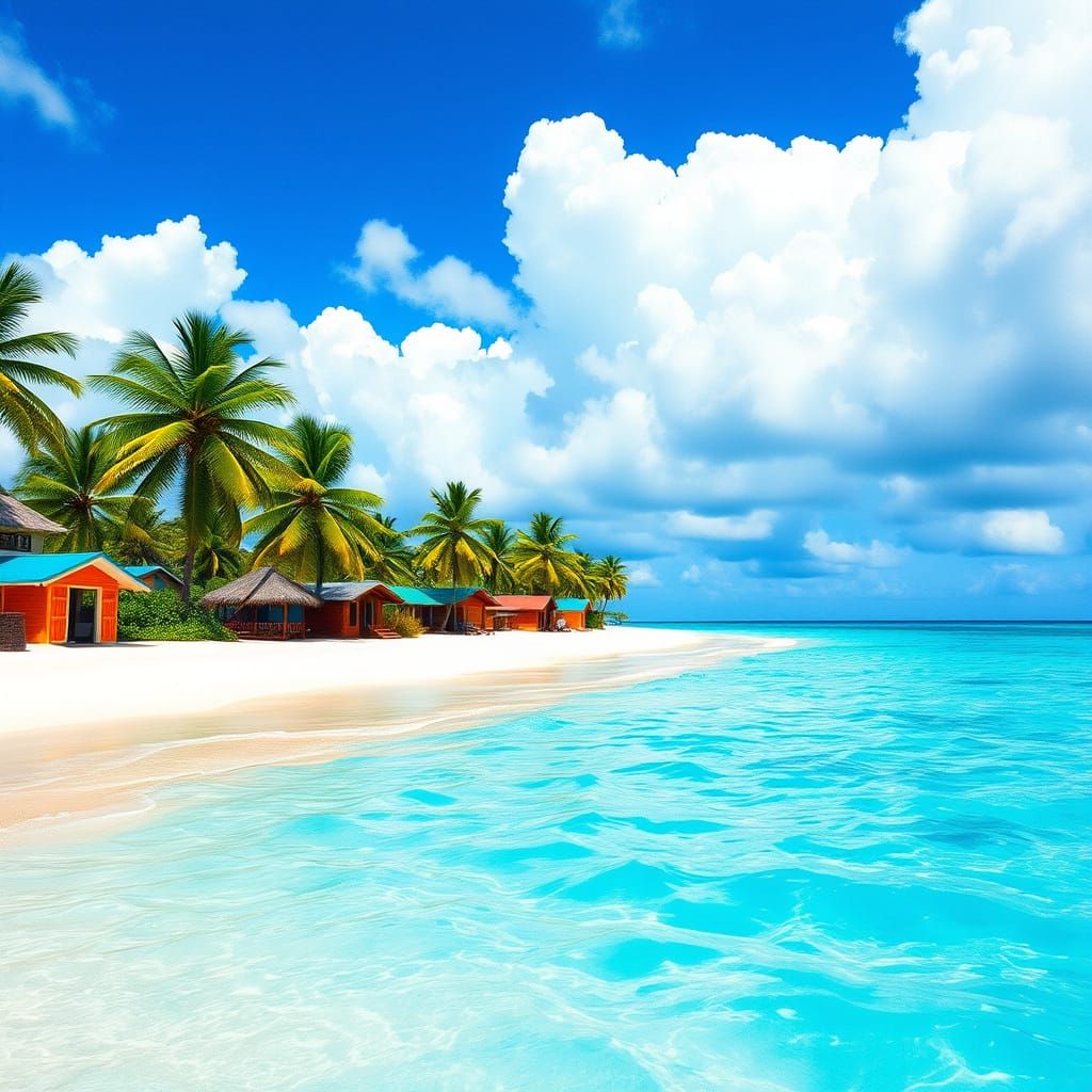 Tropical Paradise in Impressionist Style