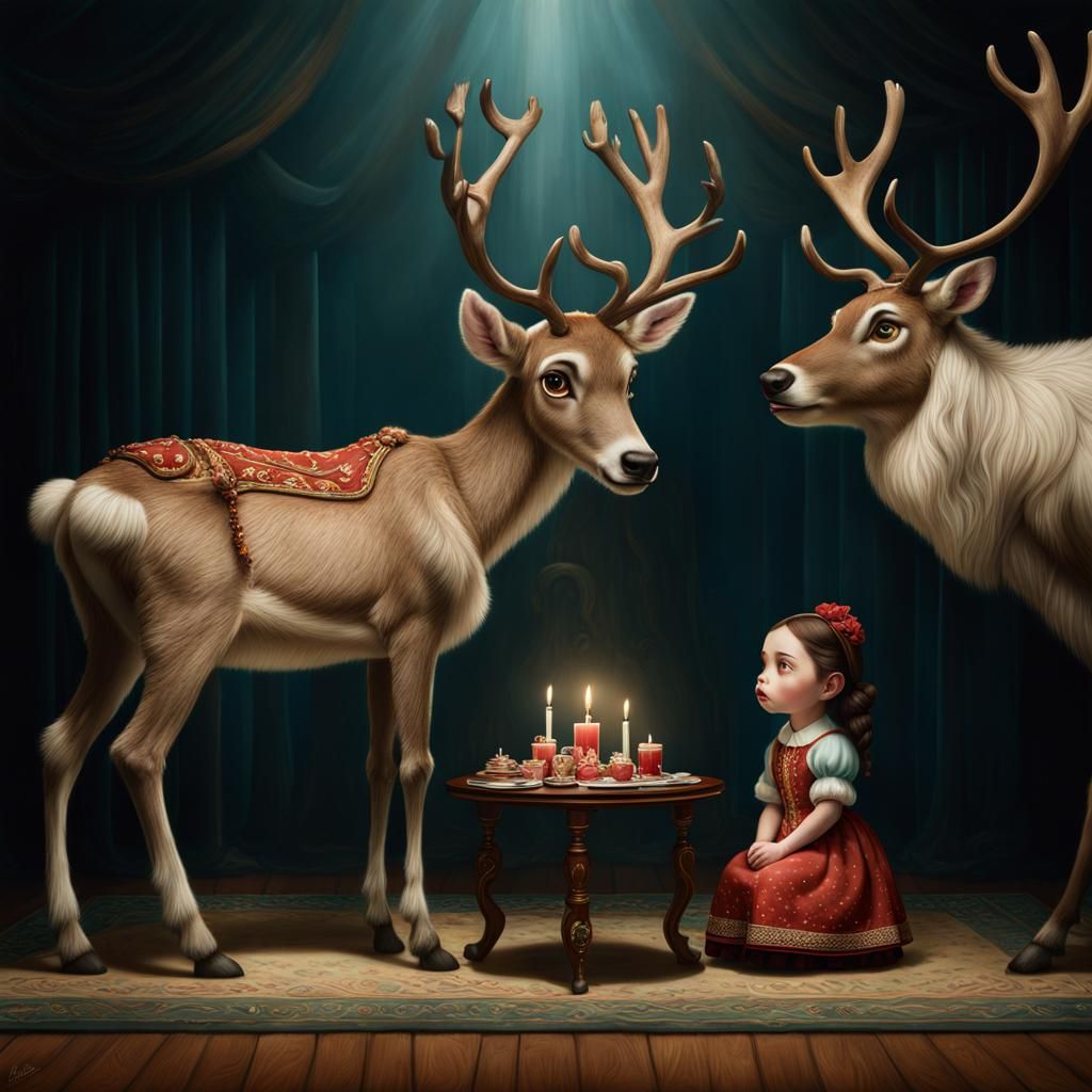 Edwina and Her Reindeer.