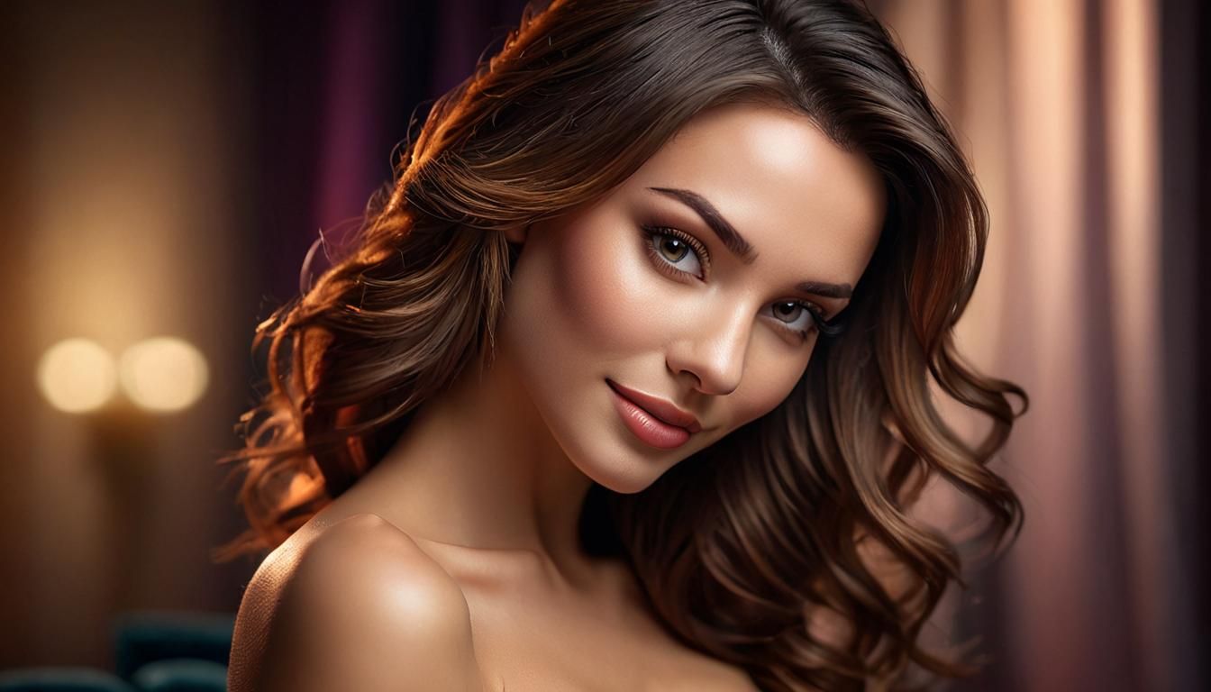 Glamorous Woman Portrait in Hyperrealistic Style