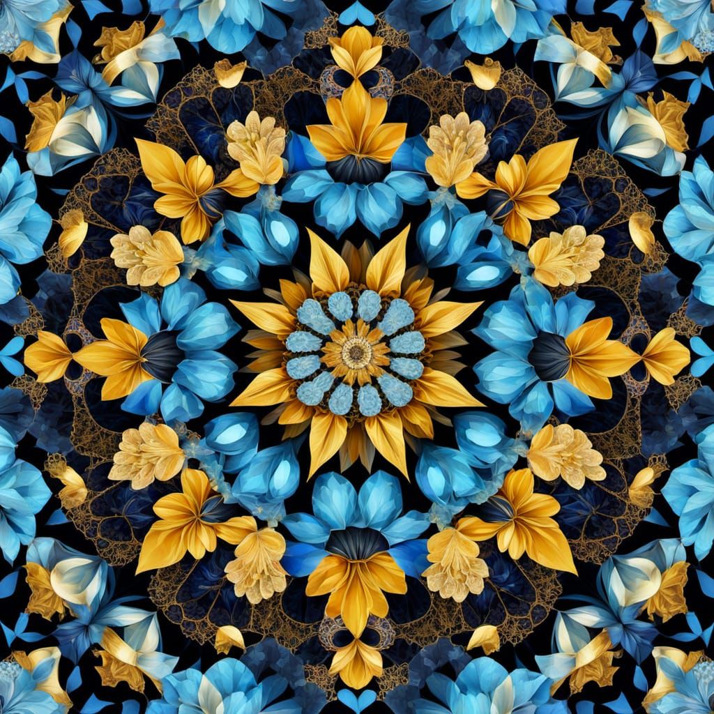 Kaleidoscope Lace Flowers in Abstract Geometric Style