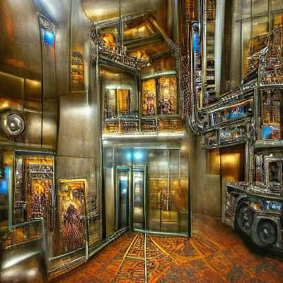 Orwellian Steampunk: Infinite Elevators in Hyperrealism