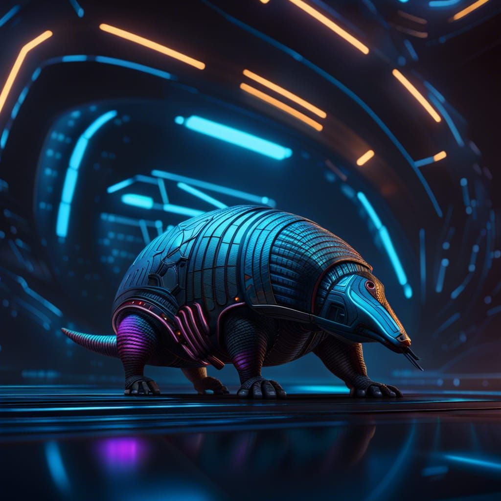 Armadillo in Tron: Detailed Matte Painting