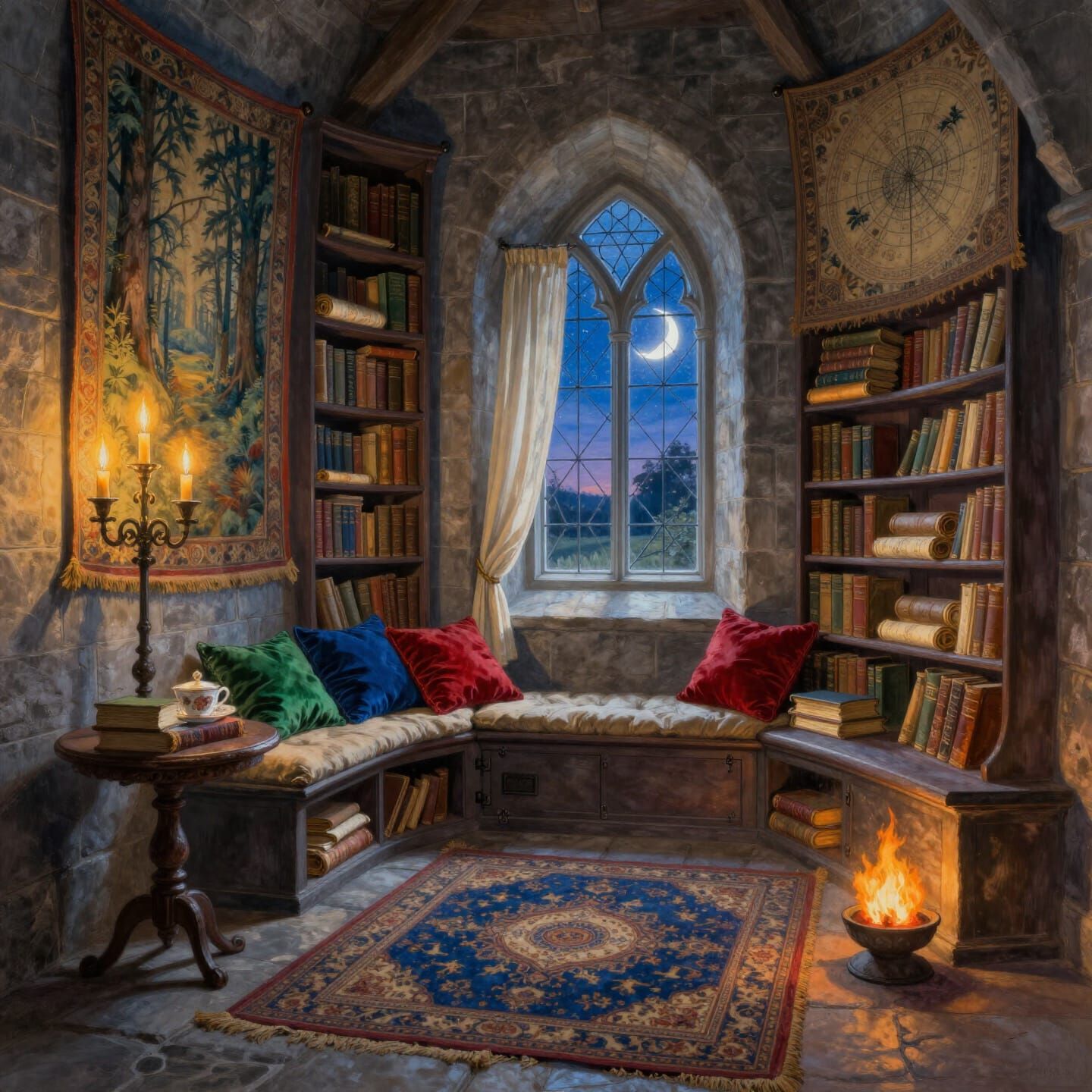 Fantasy Castle Tower Reading Nook Painting