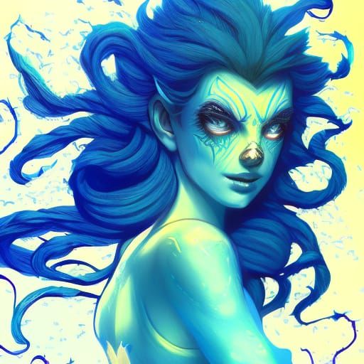blue girl :: 8k resolution concept art :: intricately detail...