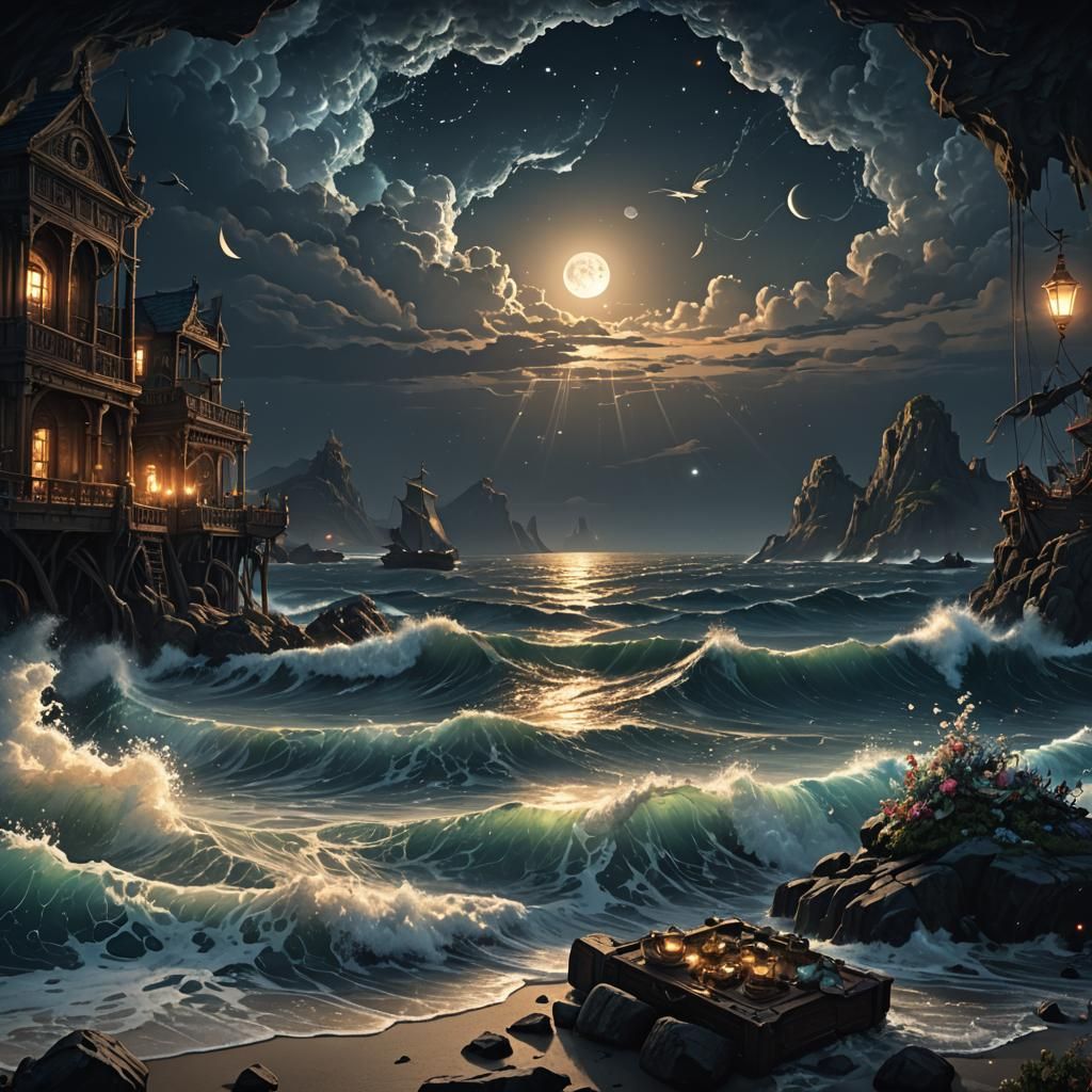 Ocean Night: Dark Fantasy Concept Art