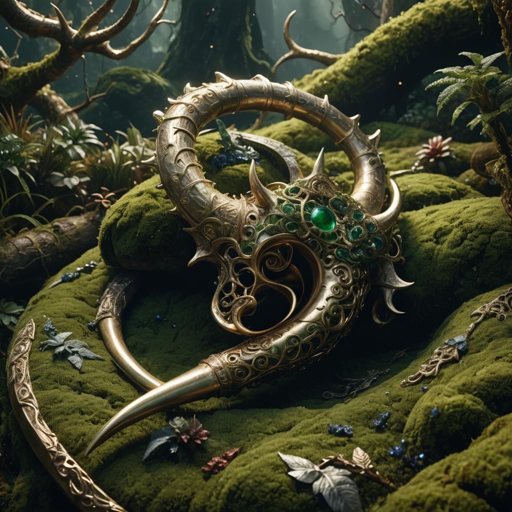 Majestic Horn on Moss: Fantasy Concept Art