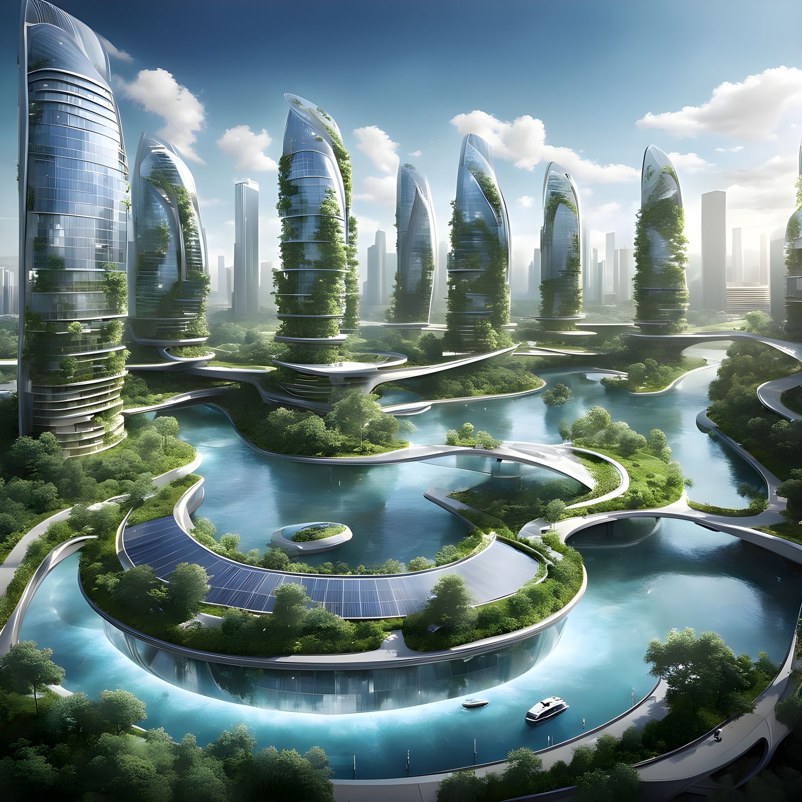 Sustainable Eco-City Blooms in a Solar-Powered Paradise