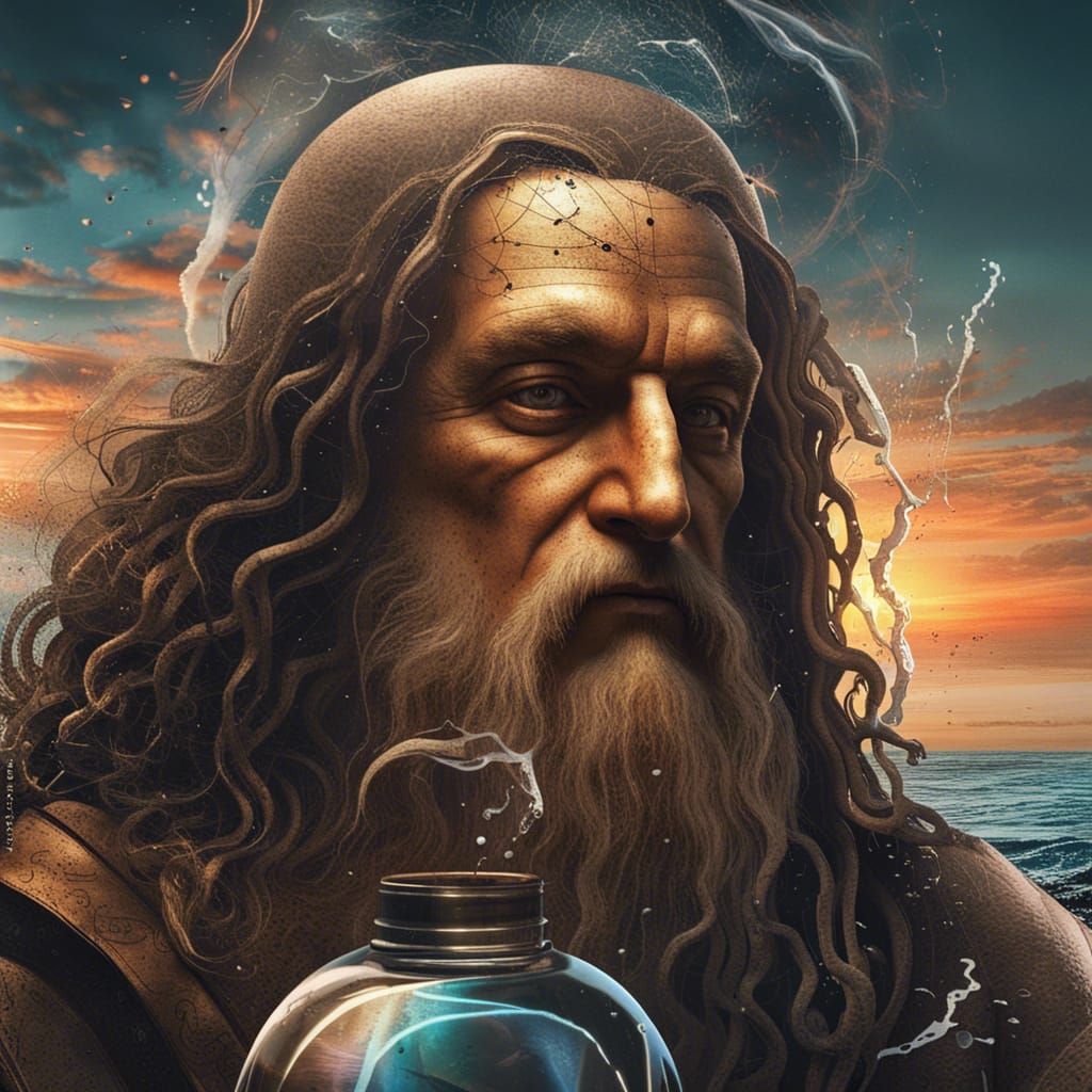 Da Vinci in a Bottle: Graffiti Art Portrait