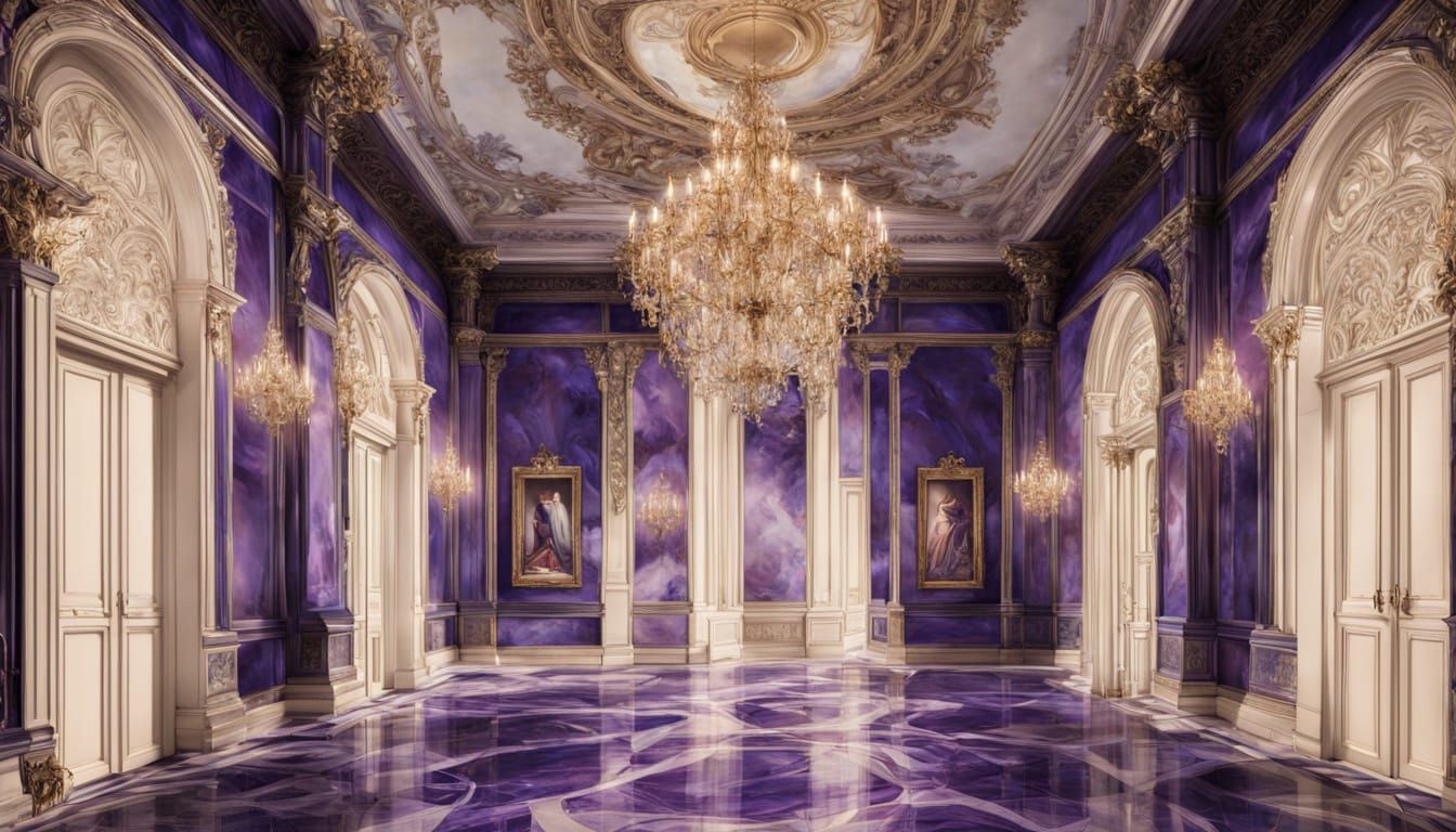 Elegant Woman in Opulent Baroque Hallway