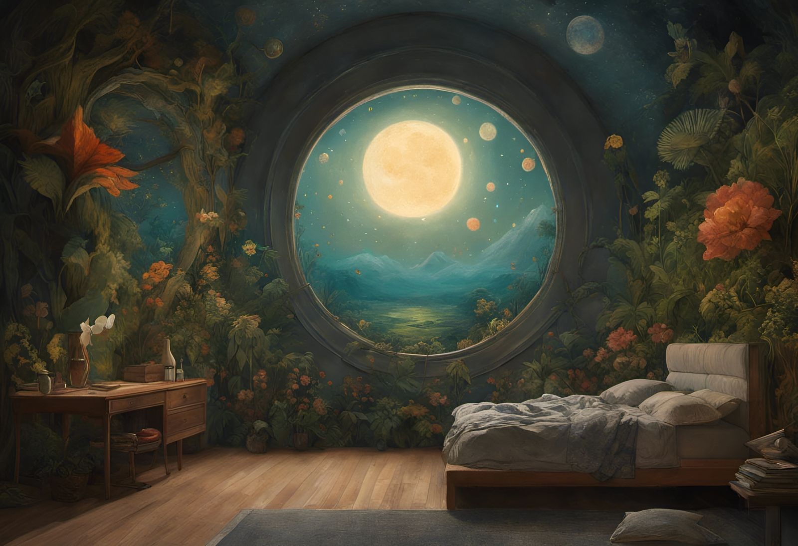 Space colony, old-fashioned "Earth room"