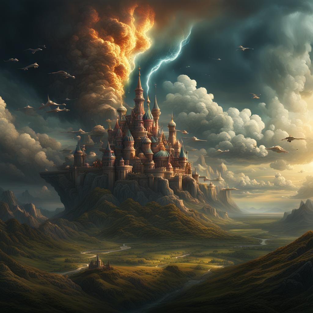 Epic Funnel Cloudscape Digital Matte Painting