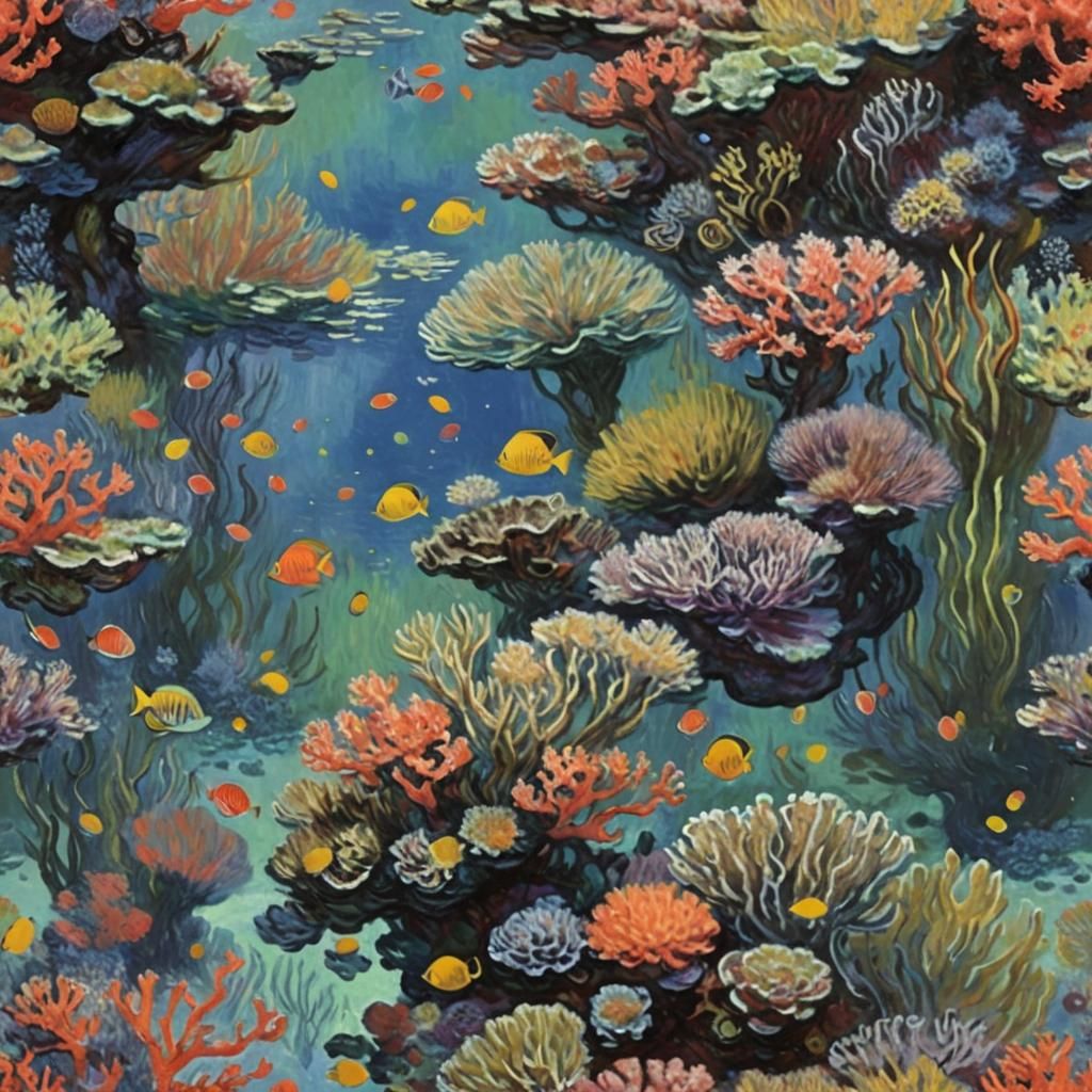 Monet Style Coral Reef Impression