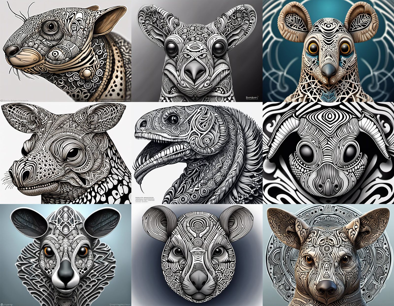 Anthropomorphic Tasmanian Devil Portrait with Celtic Designs