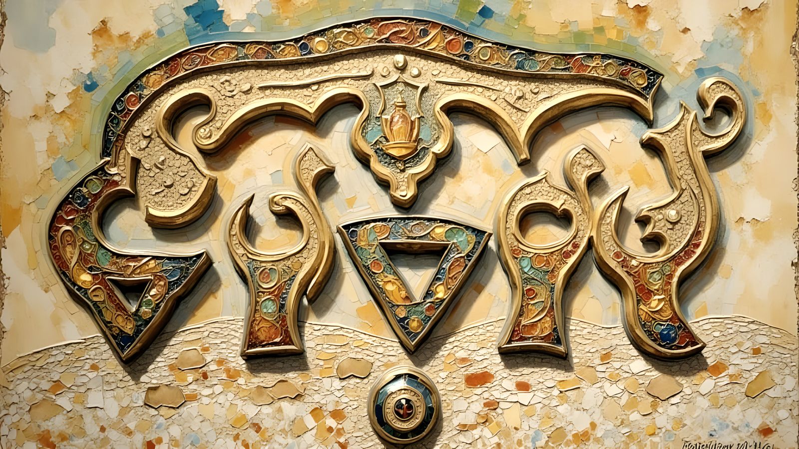 Vibrant Mosaic Calligraphy