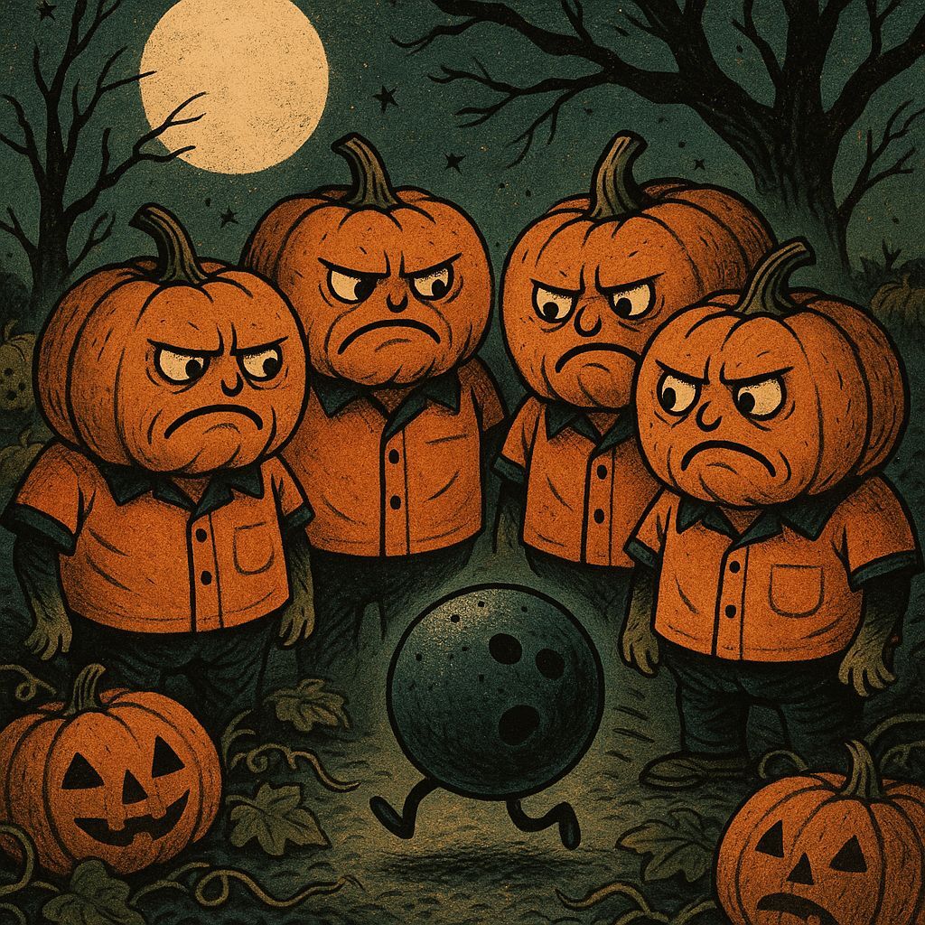 Grumpy Pumpkin Bowling Team in Spooky Patch