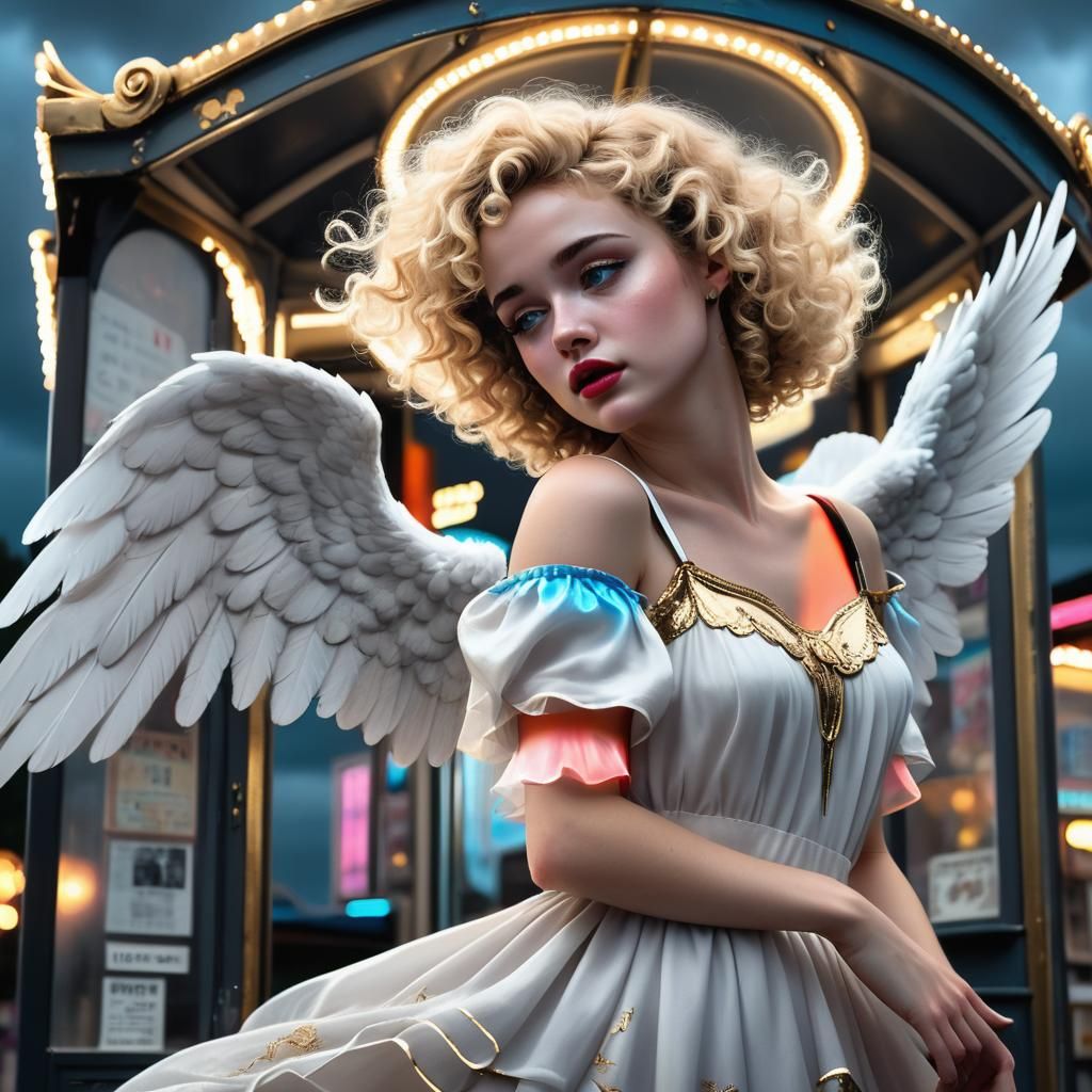 Angelic Woman Dancing in Dark Monochrome Film Still