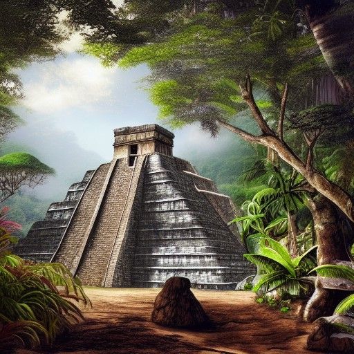 Mayan Temple in Jungle: Detailed Matte Painting