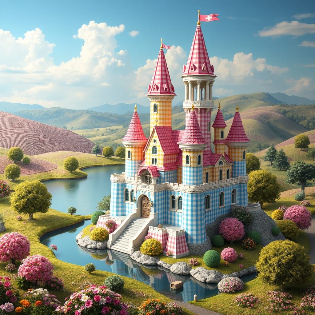 gingham print castle