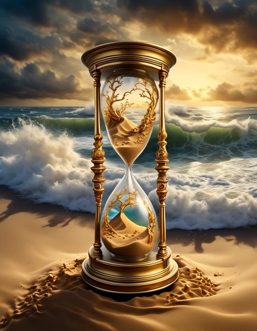 Hourglass Storm: Hyperrealistic Tidal Wave Art