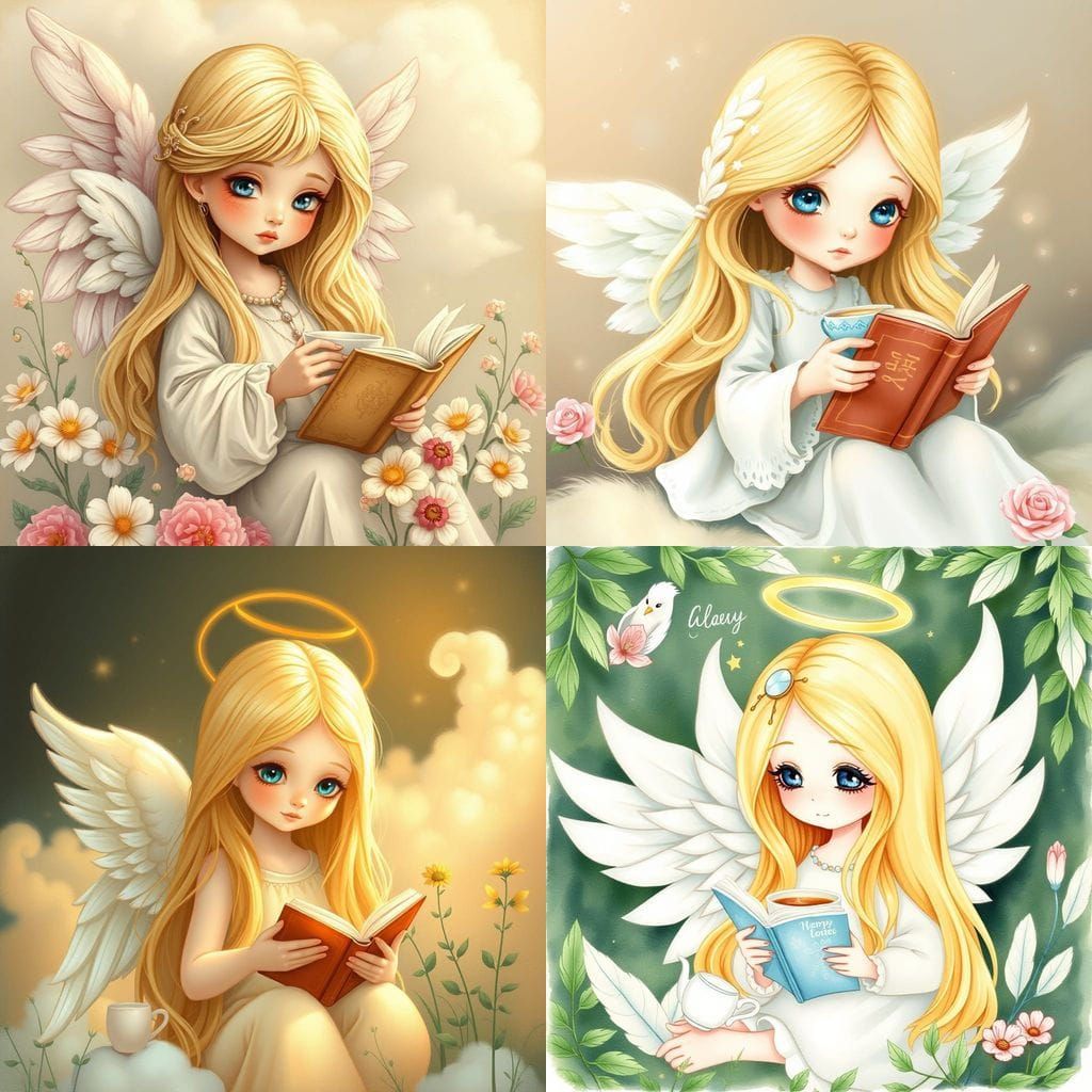 Cute Angel in a Coloring Book Scene
