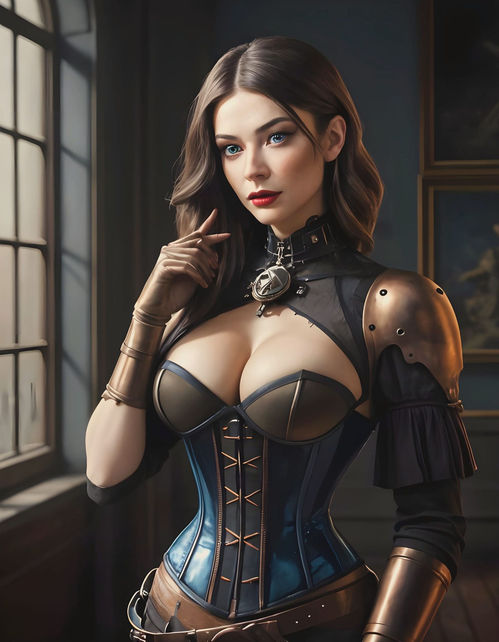 Steampunk Scientist Portrait with Expressionist Impasto